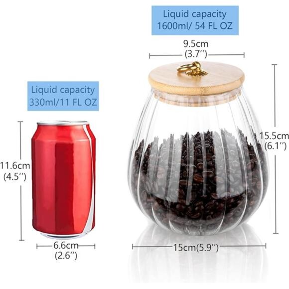 Glass Coffee Nuts Canister Airtight Storage Jar Petal Decorative - Picture 3 of 7